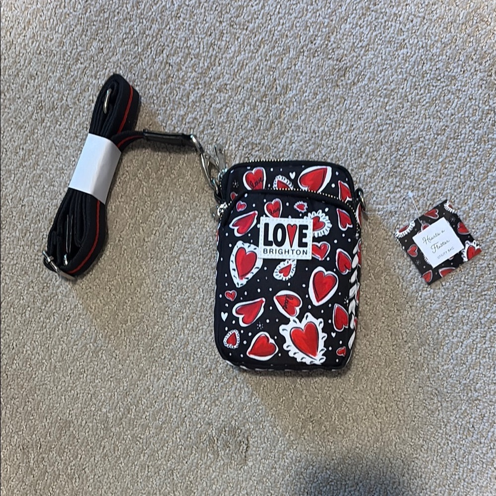 Brighton Heart Pattern Phone Pouch - Black